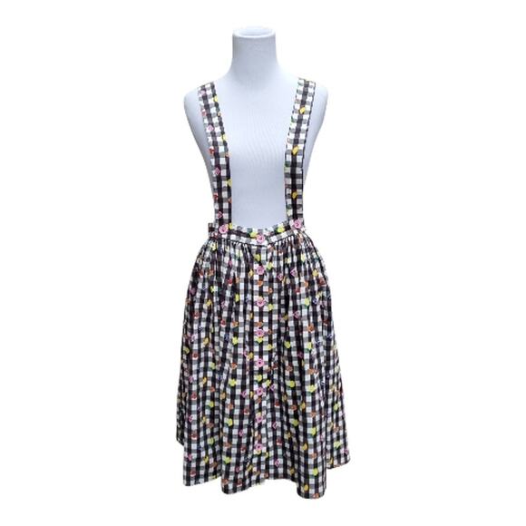 Hell Bunny Dresses & Skirts - Hell Bunny Fruitylou Pinafore Skirt 50s Black White Gingham Fruit Sz XL